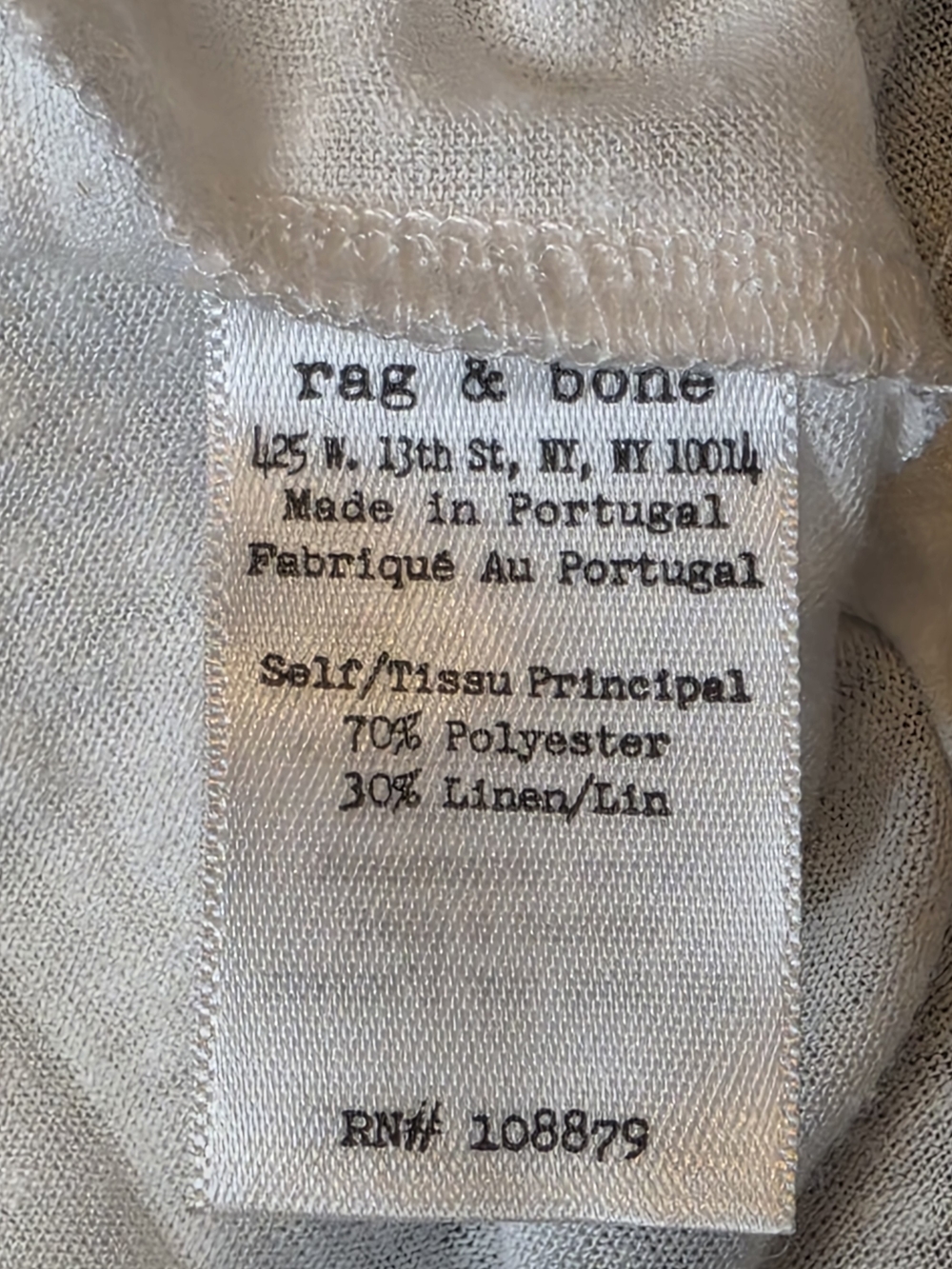 rag & bone JEAN Off-White Slub Center Seam High-Low Tee Shirt Small Linen Blend - Picture 8 of 10